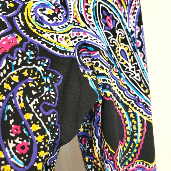 Ralph Lauren LRL Paisley Colorful Tunic Boat Neck Stretchy Long Top 3/4 Sleeve - Picture 9 of 10